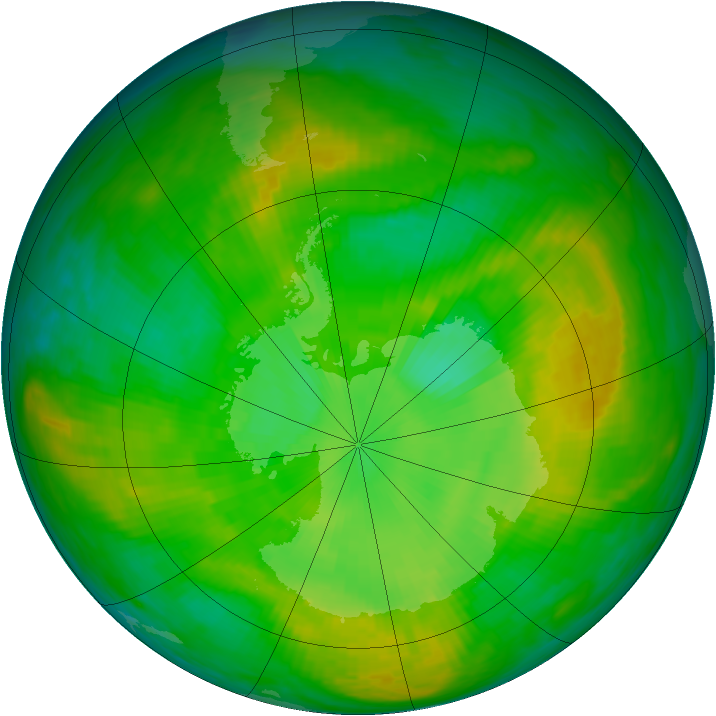 Antarctic ozone map for 17 December 1981